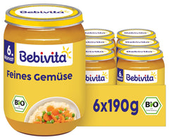 Légumes fins bio (6 x 190g), dès 6 mois, sans sel ajouté, le pot de légumes idéal pour débuter l'alimentation complémentaire