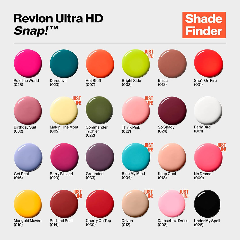 Revlon Ultra HD Snap Vernis à ongles, formule végétalienne longue durée, séchage rapide et couverture complète en une seule couche, couleur (8 ml), rouge et noir (014), unisexe
