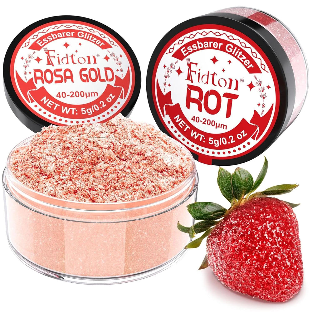 Paillettes comestibles, poudre, 5 grammes Glitter Naty Shop RoseGold et Red