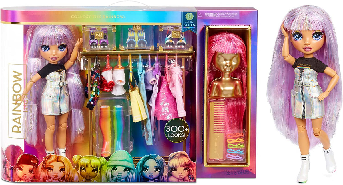 Rainbow High 571049 Fashion Studio - Exklusive Puppe mit Kleidung, Accessoires & 2 Funkelnden Perücken - Schaffen Sie 300+ Looks!