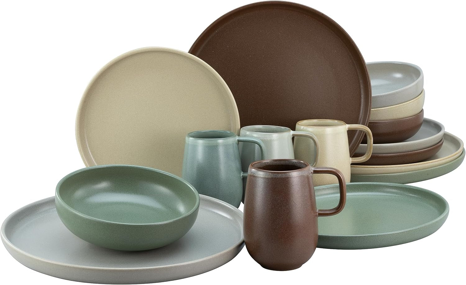 Creatable, 22979, Serie Uno BLACK, 12-Teiliges Geschirrset, Teller Set Aus Steinzeug, Spülmaschinen- Und Mikrowellengeeignet, Fabriqué au Portugal