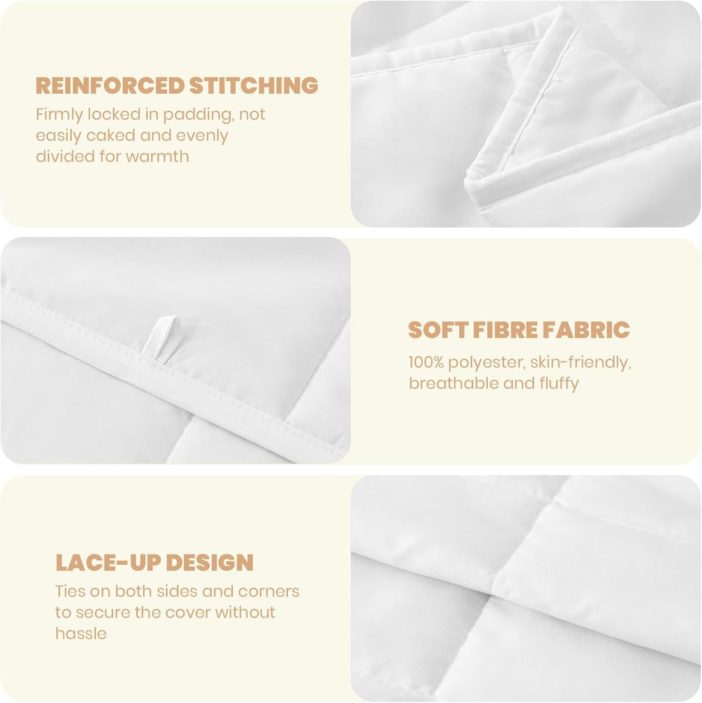 Good Nite Couette Double, 4,5 Tog, Couette D'été, Couette Double, Blanc, Couette, Polyester, Douce Et Légère Et Lavable En Machine Avec Bandes D'angle (Lit Double 200 X 200 Cm) Couvertures et couettes Naty Shop