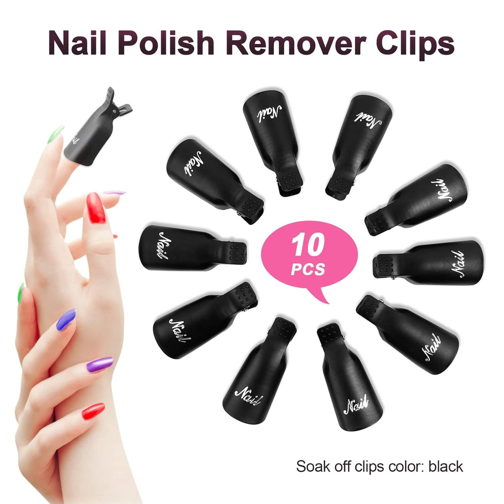 Hanyousheng Pinces à ongles, Clips à ongles, 10 pièces Noir Pinces à ongles, Pinces à ongles, Nails Art Gel Cap, Soak Off Clip Cap UV Gel Poliermittel Entferner Wrap Nail Tool