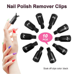 Hanyousheng Pinces à ongles, Clips à ongles, 10 pièces Noir Pinces à ongles, Pinces à ongles, Nails Art Gel Cap, Soak Off Clip Cap UV Gel Poliermittel Entferner Wrap Nail Tool