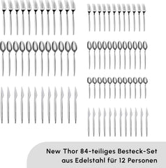 Karaca Thor Couverts 84 pièces avec boîte, acier inoxydable dans une élégante boîte Cuisine Naty Shop