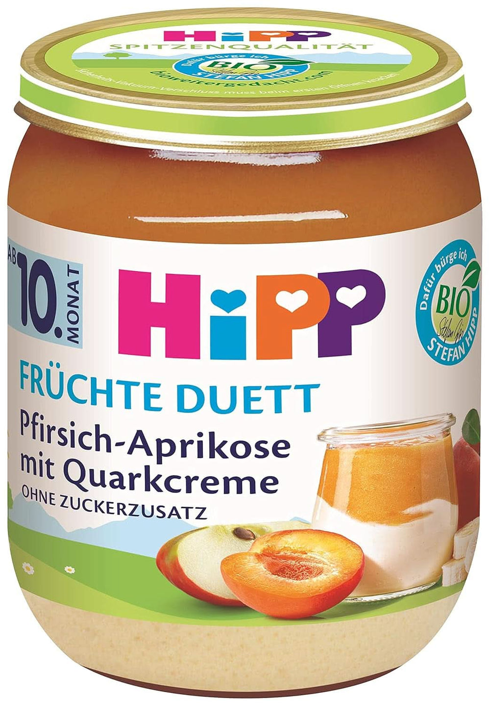 Hipp Duo de fruits biologiques pêche et abricot avec fromage à la crème, paquet de 6 (6 X 160 grammes) Mother and Baby Naty Shop 160 grammes pêche et abricot avec fromage à la crème