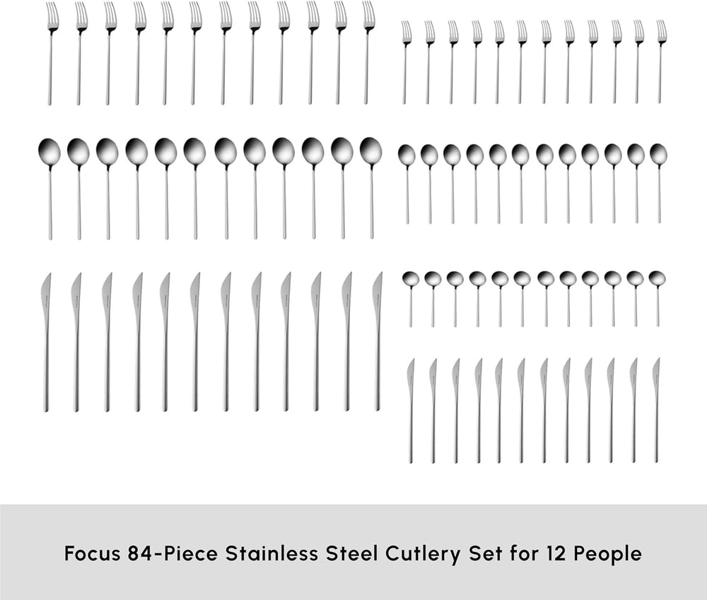 Karaca Focus Elegance, set de couverts 84 pièces, 12 personnes Cuisine Naty Shop