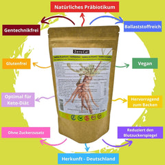Zerocal - Poudre d'inuline de Chicorée-Wurzel 500 G | Inuline avec haut ballaststoffgehalt | 100 % végétalien et sans gluten | Herkunft Deutschland Édulcorants Naty Shop