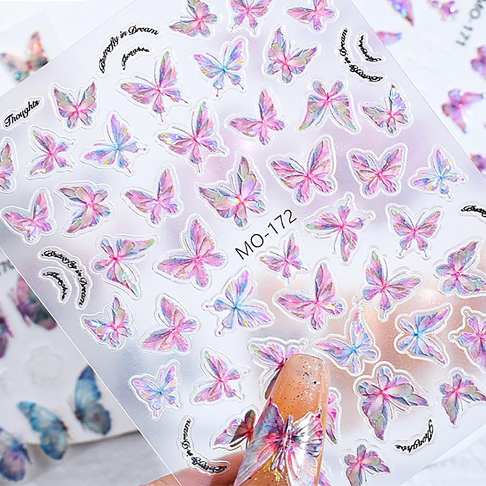 Autocollants pour ongles papillon en relief 5D autocollants de décoration d'ongles papillons auto-adhésifs autocollants d'art d'ongle de papillon aurore autocollants d'art d'ongle de papillon de conception d'accessoires d'ongle autocollants d'art d'ongle de papillon