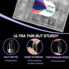 Lot de 504 faux ongles à couverture complète, 12 tailles, avec colle à ongles, ongles artificiels en acrylique avec boîte de rangement pour salons de manucure et bricolage à domicile (carré)