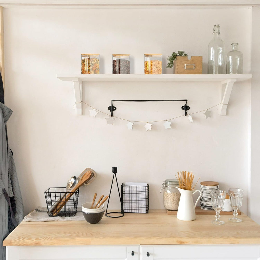 Pots de conservation Relaxdays avec couvercles en bambou lot de 3 bocaux carrés en verre 900 ml étanches boîtes de conservation alimentaires transparentes/naturelles Naty Shop