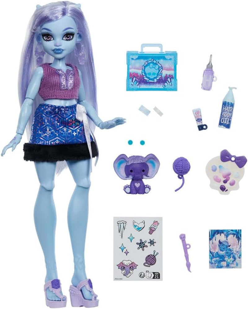 Monster High Self-Scare Secrets Abbey Bominable - Ensemble poupée et accessoires avec 13 surprises réalistes comme le henné, les dessins et le crochet JHK44