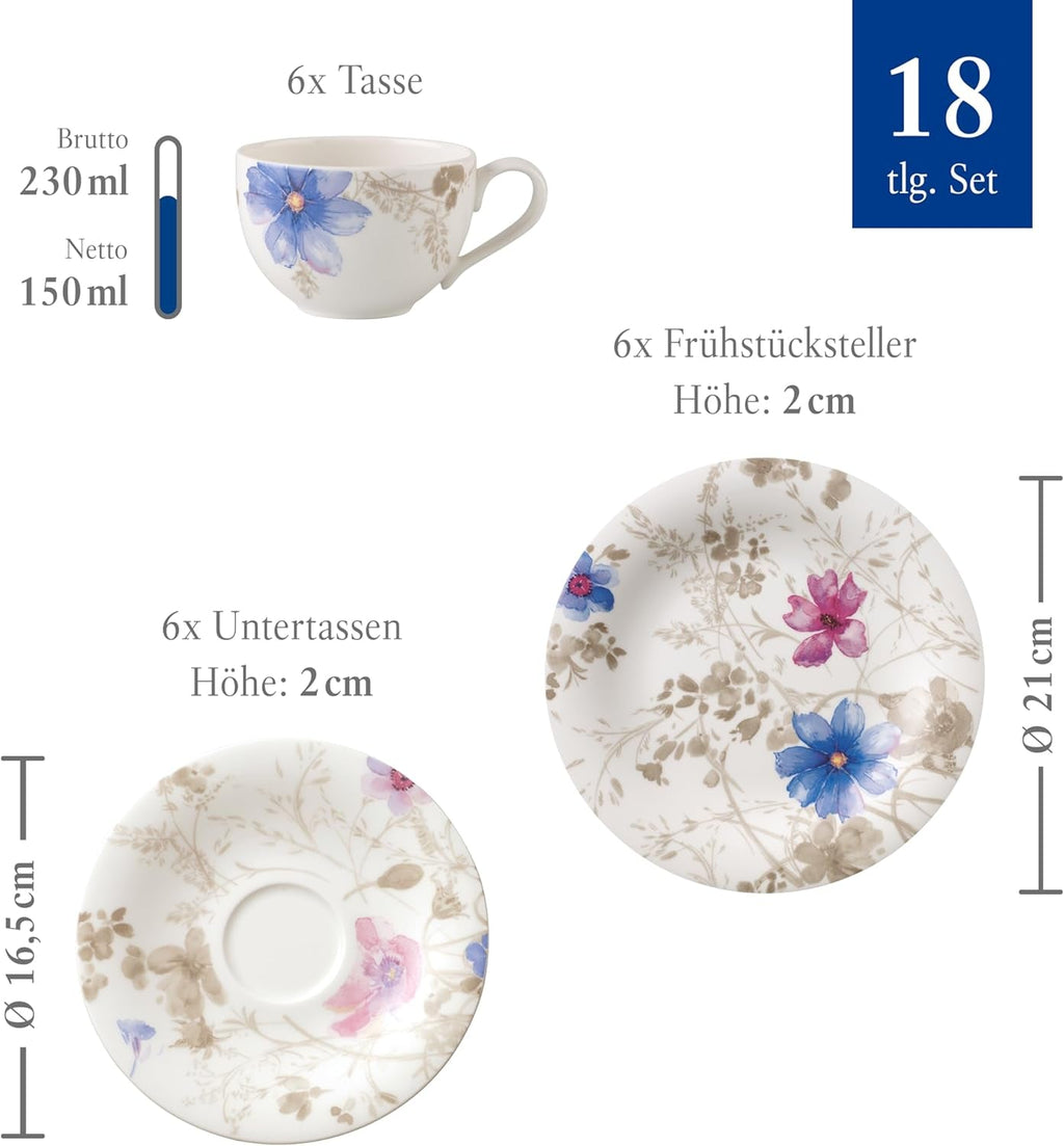 Villeroy & Boch - Mariefleur Gris Set de cafea sau mic dejun din porțelan premium Seturi vesela masa Naty Shop