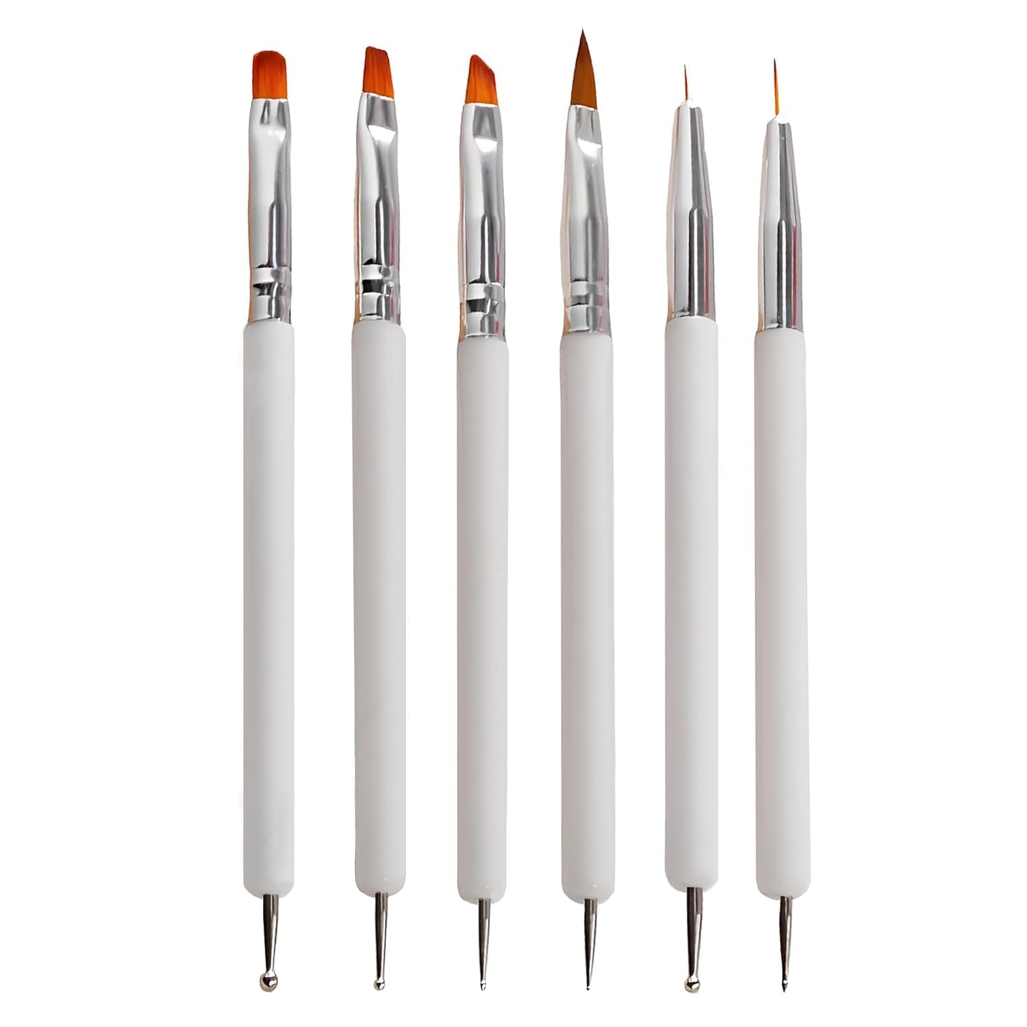 6 pièces Double-Ende Nagel Pinsel, Nageldesign Pinsel, Double-Ende Nail Art Pinsel Kit Professionnel Maniküre Werkzeuge Kit (Noir)