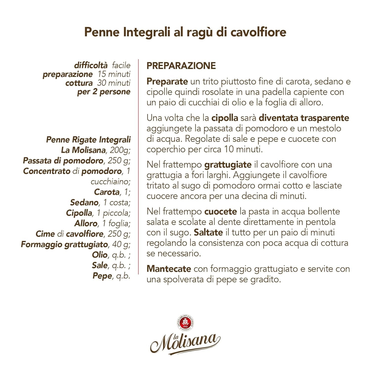 N°20 Penne Régate Integrale Pâté 500 g - Lot de 6