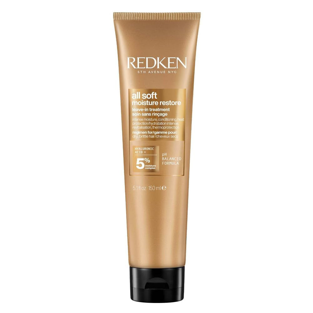 Redken Masque capillaire à l'acide hyaluronique pour cheveux secs, anti-frisottis et protection thermique jusqu'à 230 °C, masque sans rinçage All Soft Moisture Restaurer, 1 x 150 ml Naty Shop Hair Mask Default Title