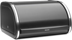 Boîte à pain Brabantia roll - Boîte de rangement compacte pour pain, bagels et petits pains avec couvercle plat, acier durable - taille moyenne - noir mat Boîtes de conservation alimentaire Naty Shop