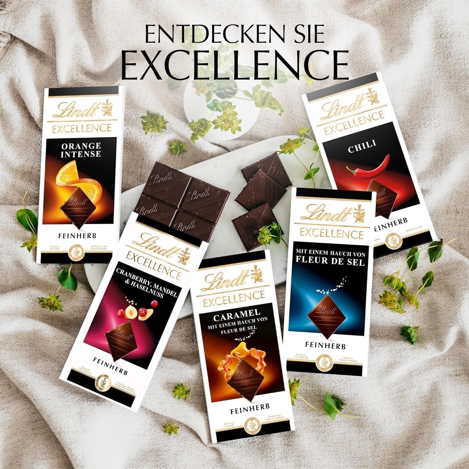 Lindt EXCELLENCE Orange Intense, 100 g, chocolat noir avec morceaux d'oranges et d'amandes Bonbons au chocolat Naty Shop