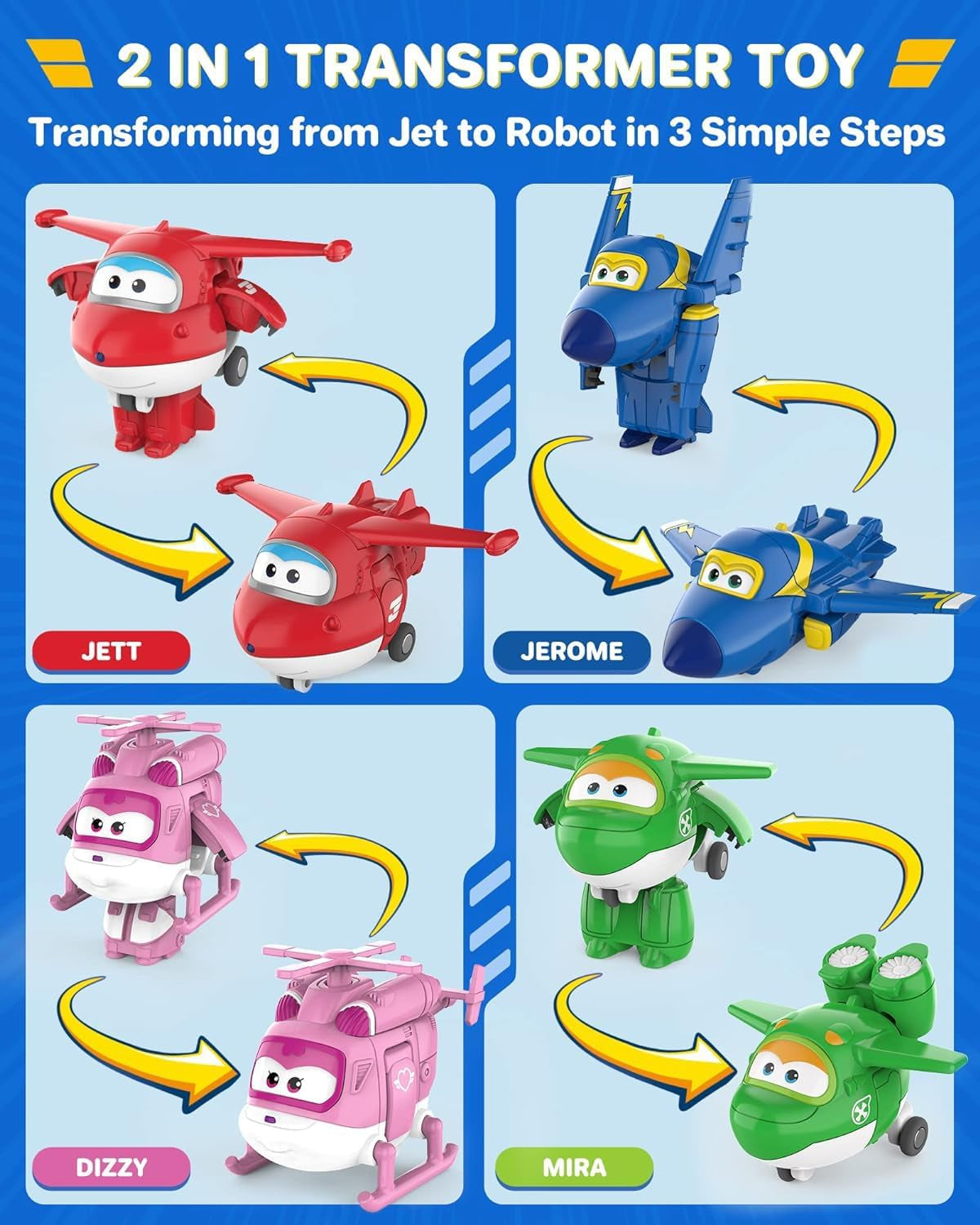 Super Wings Transform-A-Bots World Airport Crew - Série 1 - Pack collector Crew - 15 figurines - Figurines 2" Naty Shop