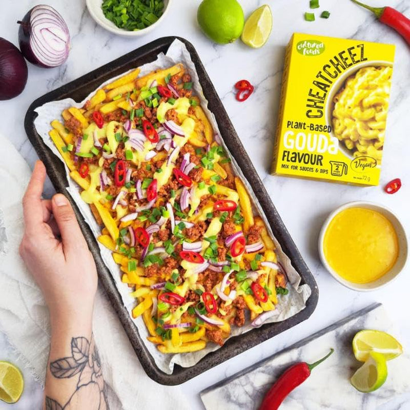 Cultured Foods Vegan 3-er Set Macaroni au fromage végétalien, sauce Gouda, sauce cheddar, Laktosefrei sans gluten MAC & CHEEZ CHEATCHEEZ