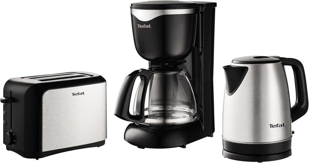 Tefal CM3408 Mini cafetière en verre (600 W, 6 tasses) noir/acier inoxydable, CM340811
