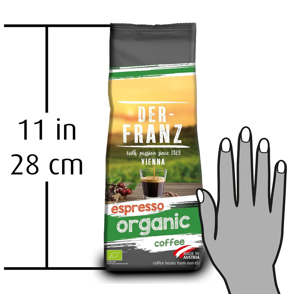 Café biologique Der-Franz Espresso, force 5/5, Arabica et Robusta biologiques, grains entiers Café Naty Shop