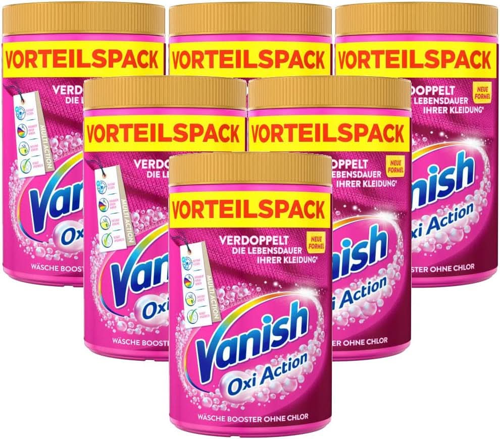 Vanish Oxi Action Powder Pink - 1 X 1,65 Kg - poudre pour enlever les taches et améliorer le linge sans chlore - pour linge coloré Détergents à Lessive Naty Shop Set 6 x 1,65 Kg