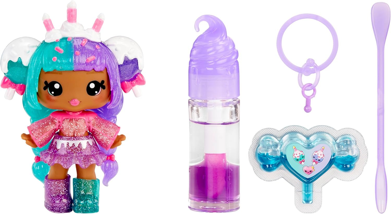 Yummiland Lip Gloss Doll - Roxie Crystal Candy - Inklusive DIY Lipgloss-Set, Geeignet für Kinder ab 4 Jahren, Rosa, Series 2
