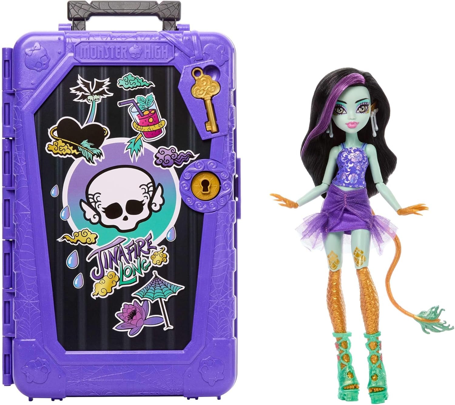 Monster High Skulltimate Secrets Lagoona Blue Puppe und Zubehörset, Destination: Gore-geous Oasis mit Koffer und über 19 Zubehörteilen wie Kleidung, JDR51