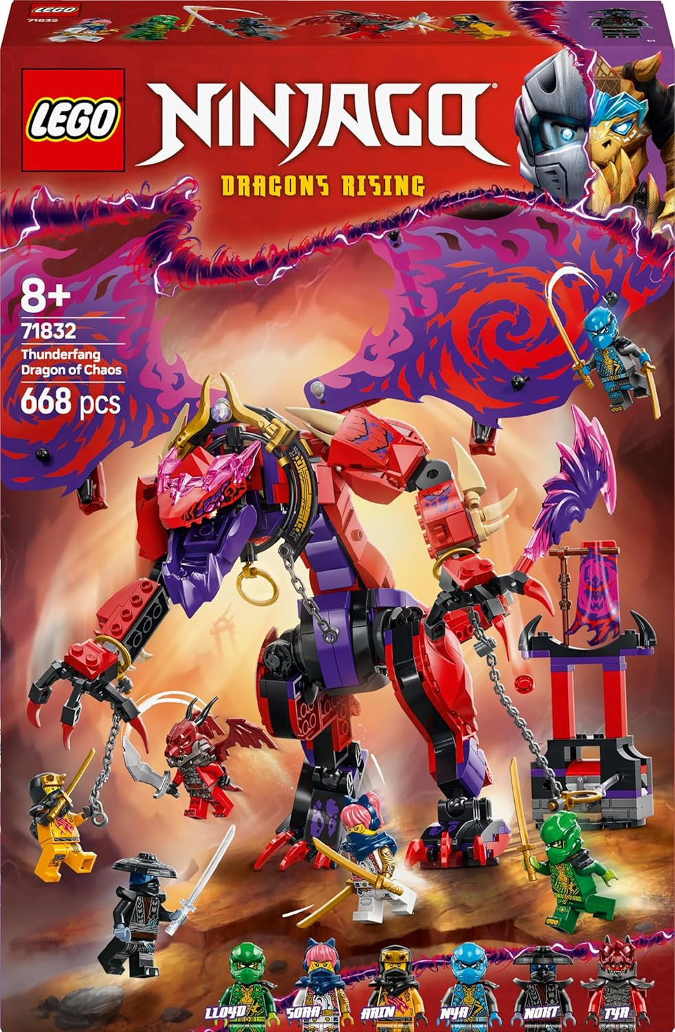 LEGO NINJAGO Chaos Dragon Thundertooth - Jouet avec 6 figurines Ninja - Jeu de construction de rôle pour garçons et filles à partir de 8 ans - Cadeaux pour les fans de la série télévisée Rise of the Dragons 71832 Jeux de construction Beuche den LEGO-Store