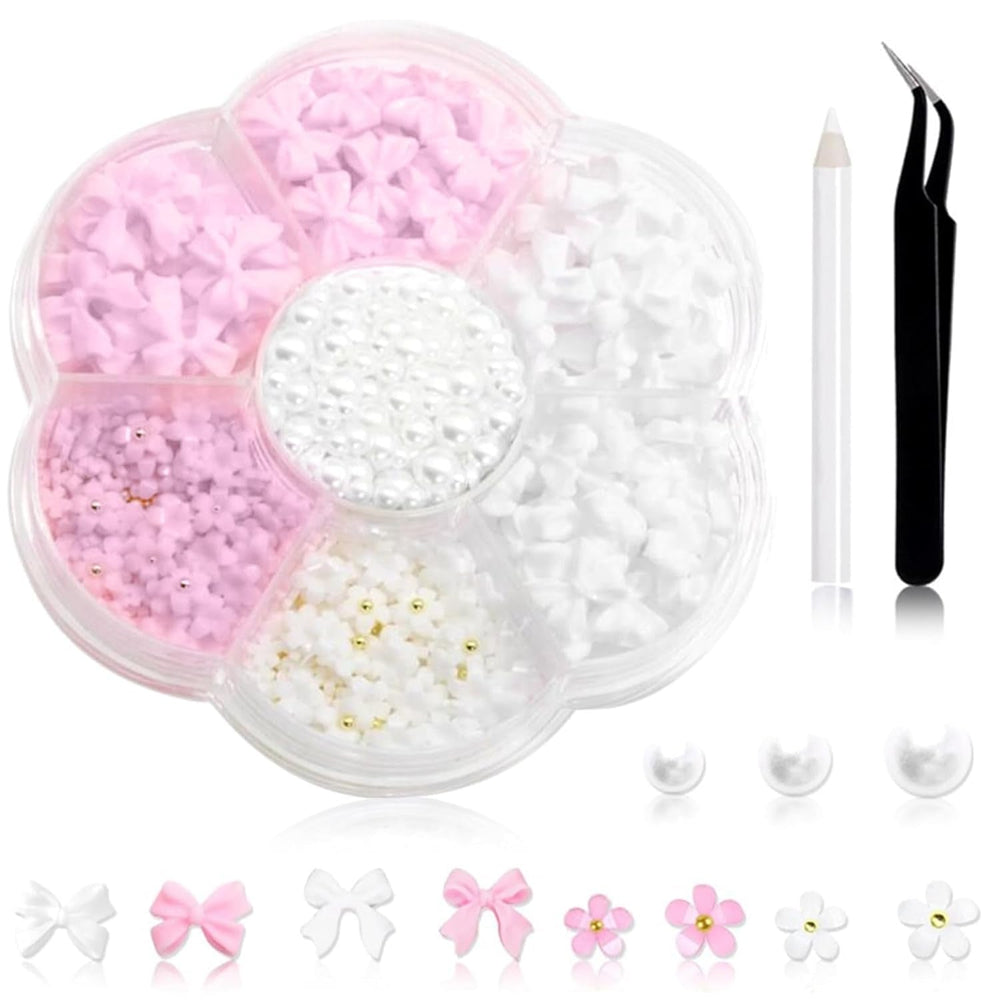 1 Carton Nail Art Charms, Fleurs 3D Charms d'art, Acryl Blumen Nagel Strass Mit Ornamenten, Nagel Edelsteine, Nagel Zubehör Für Mädchen, Décoration d'art, DIY Handwork Nail Design