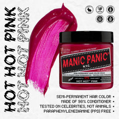 Manic Panic Hot Hot Pink Classic Cream Vegano Teinture capillaire semi-permanente sans cruauté envers les animaux 118 ml Naty Shop Hair Dye