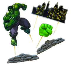 Décorations Comestibles Hulk - Lot de 5 Pâtes à Sucre Tailles Entre 2,5 et 11 Cm