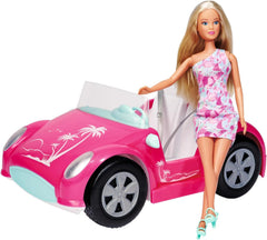 Simba Steffi Love Beach Car, Spielpuppe im coolen Sommeroutfit mit Strandbuggy, 29cm, ab 3 Jahre