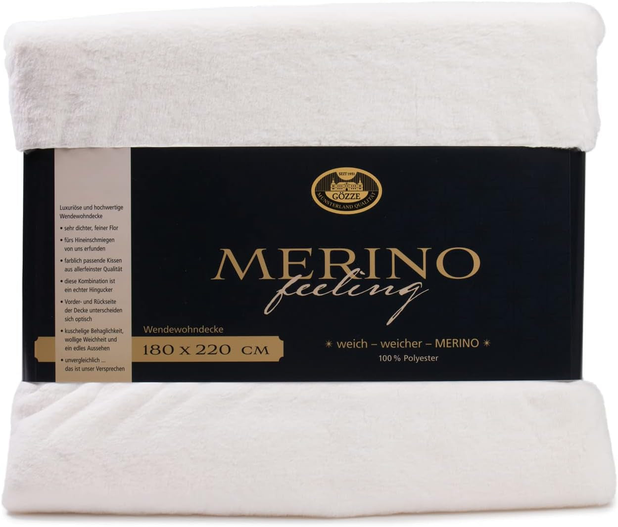 Gözze - Couverture Confortable, Réversible, Haute Densité 600 G/M², 150 X 200 Cm - Lits et Couvertures Vert Foncé Besuche den Gözze-Store Laine Blanche 180 X 220 Cm