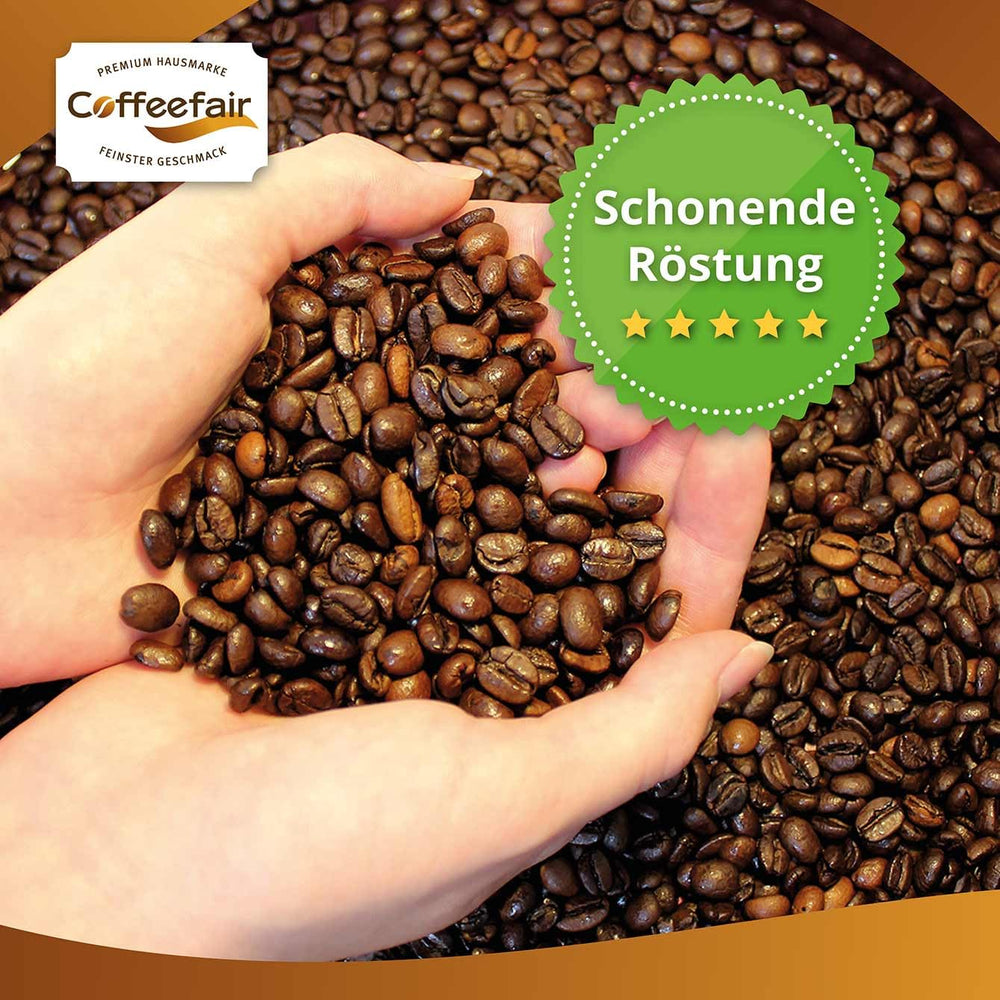 Coffeefair Cafe Creme Kaffeebohnen in Barista Qualität - 1kg pour Kaffeevollautomaten, Mischbohne for Kaffee ou Espresso verwendbar, schonende Trommelröstung
