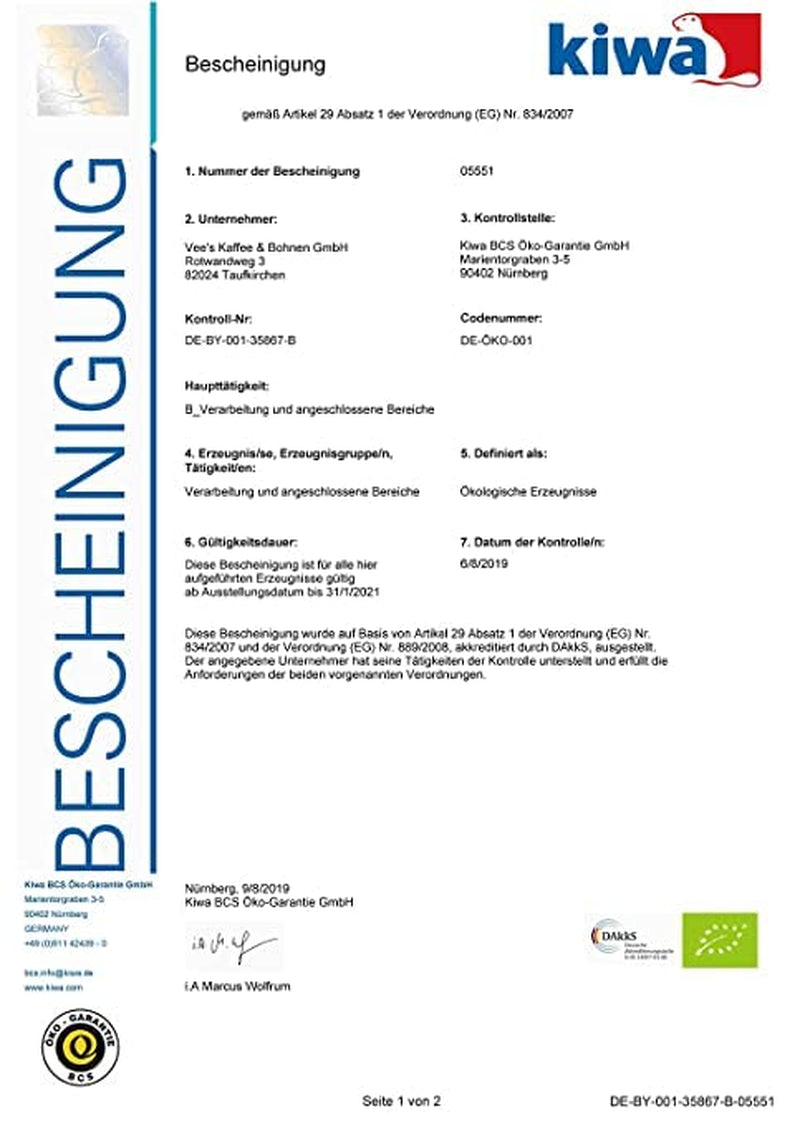 ETHIOPIE bio "Mocca Yirgacheffe" 1000g