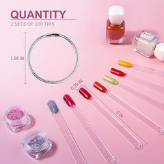 100 pièces Nail Art Tips Ring Stick,Nagelspitzen Nagel Display Transparente Nägel Kunstspitzen Sticks,Nagelkunst Praxis for Nagelstudio et Anfänger Display DIY Nail Art Tips