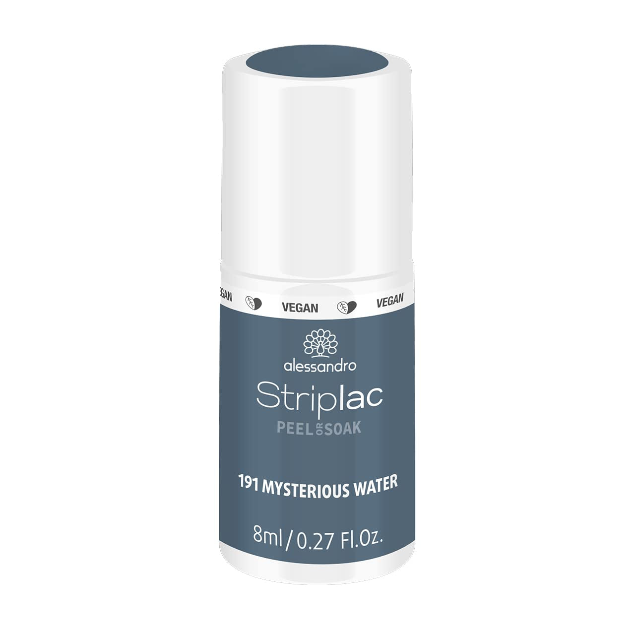 Oja UV alessandro Striplac Midnight Black – Delicată și de lungă durată – Îndepărtare ușoară datorită tehnologiei de îndepărtare peel-off – Vegană și cruelty-free – 8 ml
