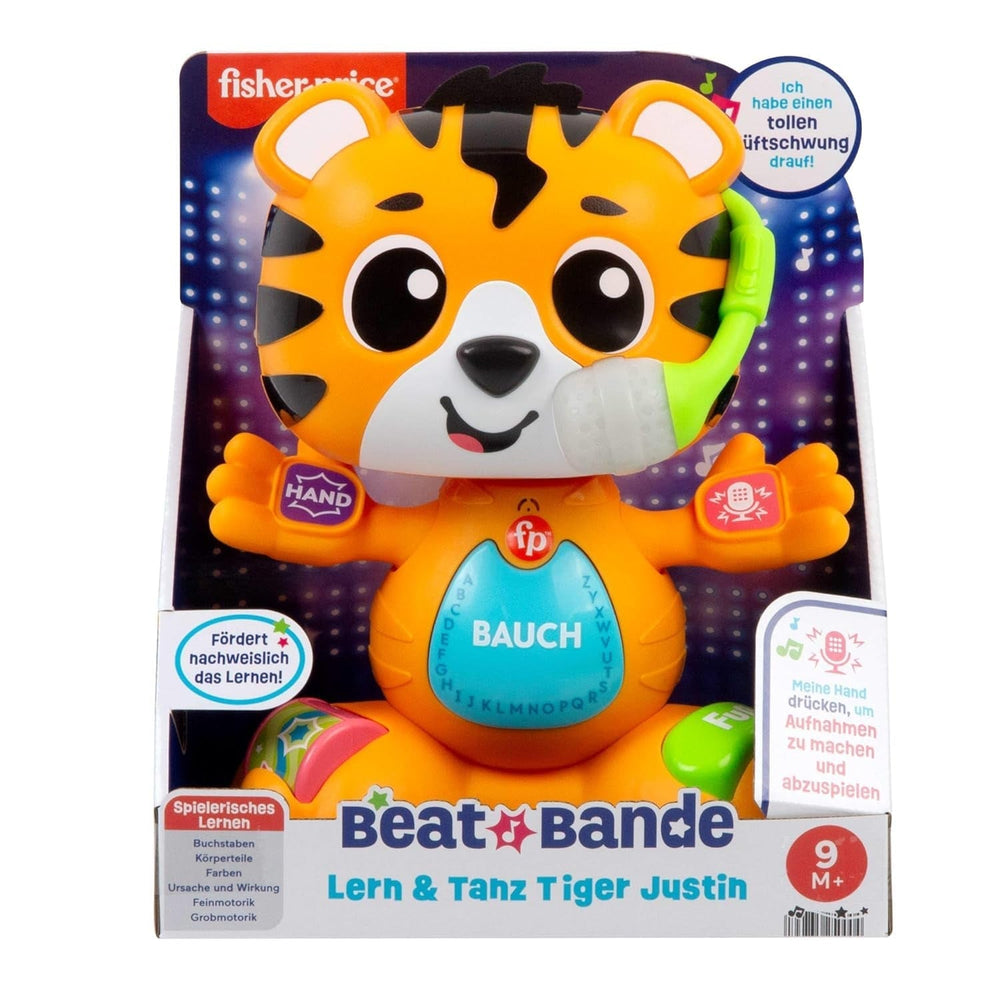 Fisher-Price Beat Bande Lern & Tanz Tiger Justin Jouet éducatif pour bébés et tout-petits avec sons et lumières pour bébés de 9 mois et plus, édition allemande, HYL31 Baby Toys Naty Shop