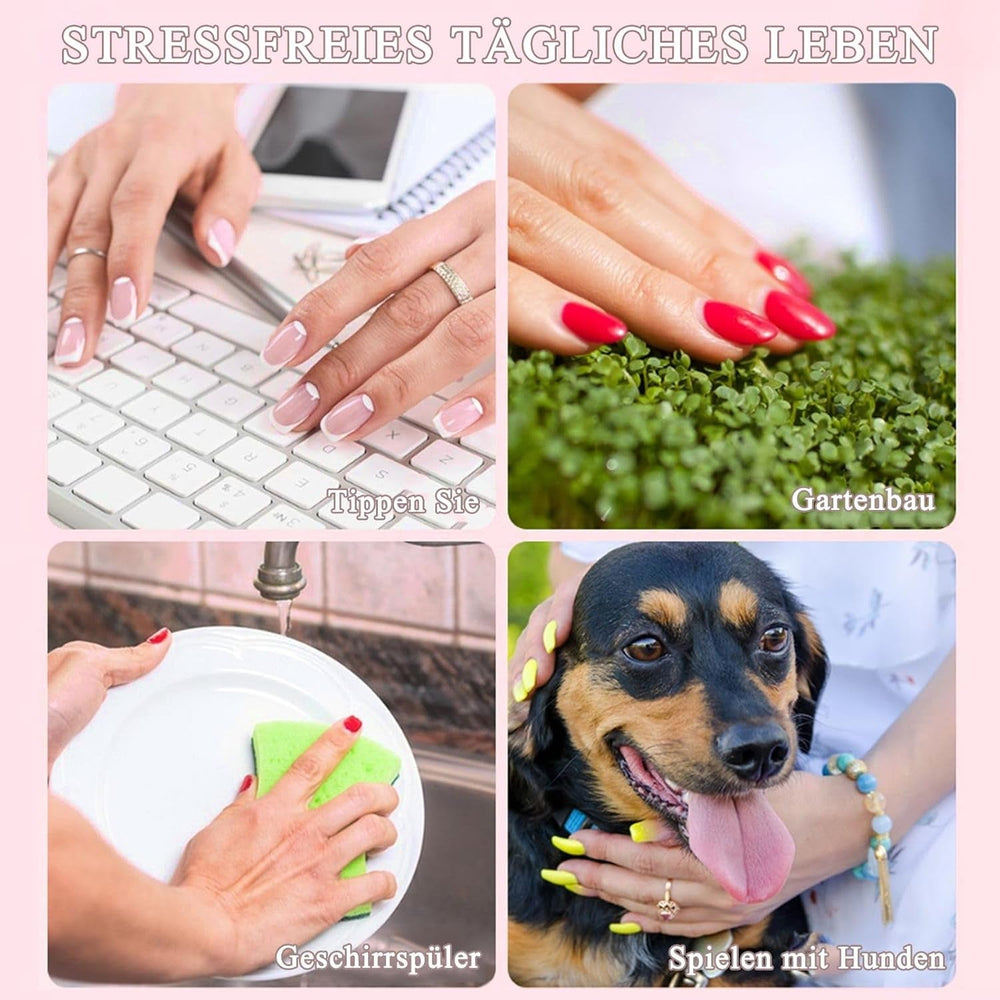 Ensemble de faux ongles ballerine dégradé 360 pièces, ongles artificiels à coller dégradé blanc rose avec 2 stylos à huile pour ongles, faux ongles moyens ombrés pour femmes à faire soi-même