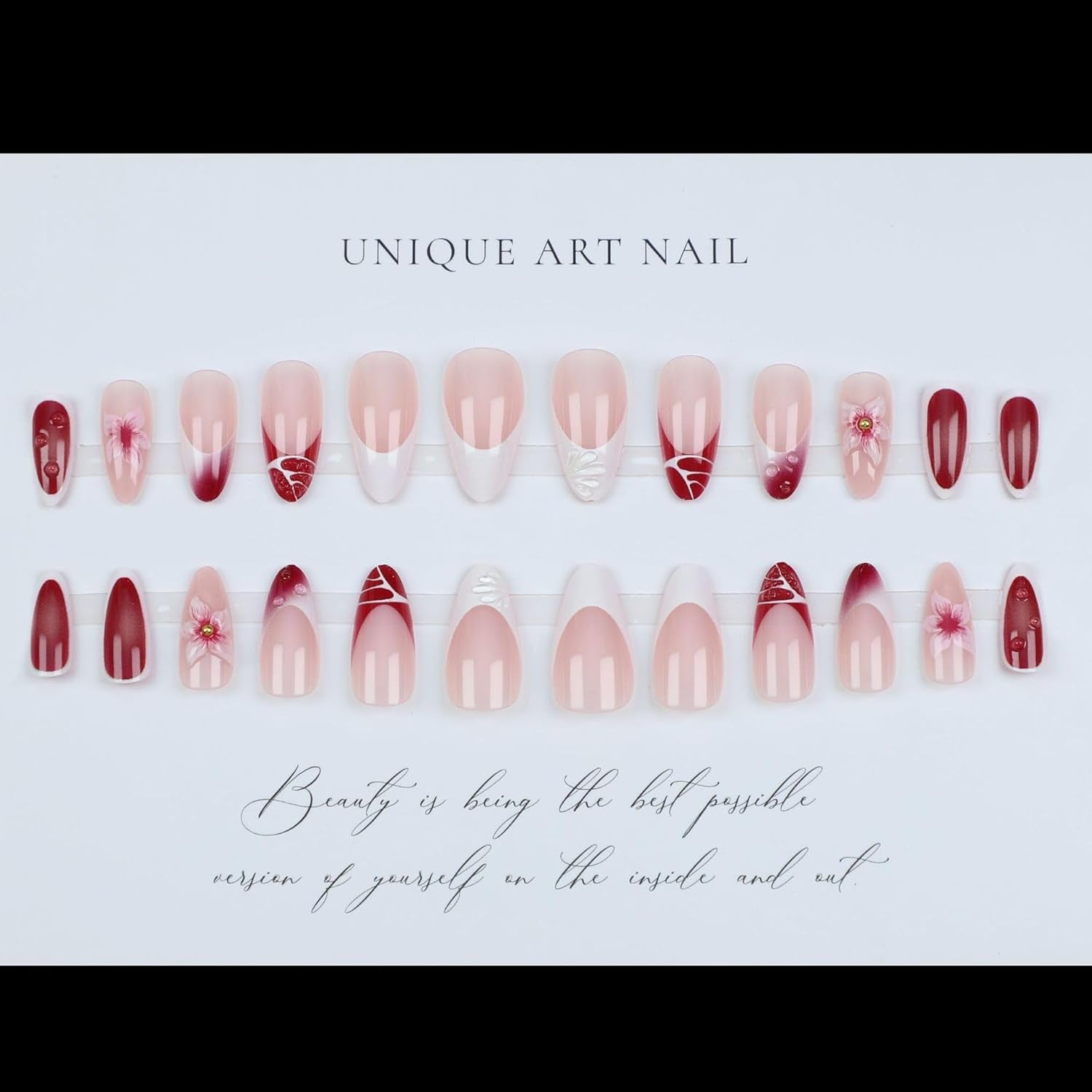 Mouyouglow 30 pièces faux ongles courts rayures blanches couleur chair florale 3D motif français Y2K fleur colle à ongles pointes blanches argent ondulé été INS faux ongles