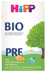 Le lait infantile bio HiPP PRE (4 x 600g), dès la naissance, ne contient que du lactose comme glucide, de la meilleure qualité biologique