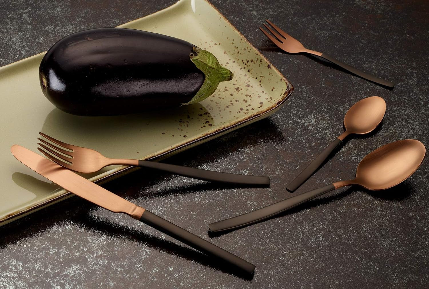 Ménagère Echtwerk Positano Due-Bronze, Black Edition, 20 pièces, 4 personnes Cuisine Naty Shop