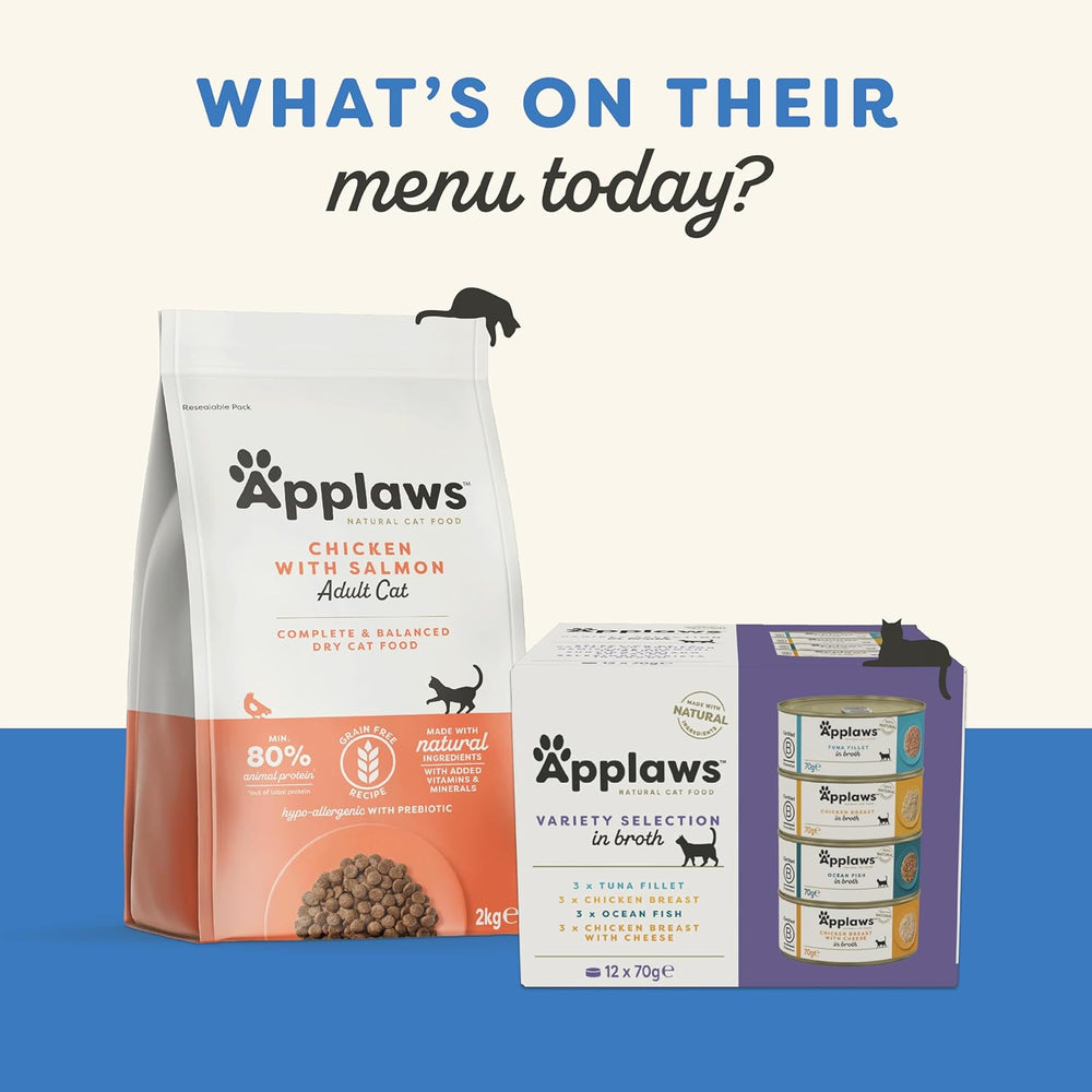 Applaws Premium Natural Hrană Umedă pentru Pisici, File de Ton cu Creveți din Pacific în Supă, Pliculețe Porționate 70g (12 x 70g)