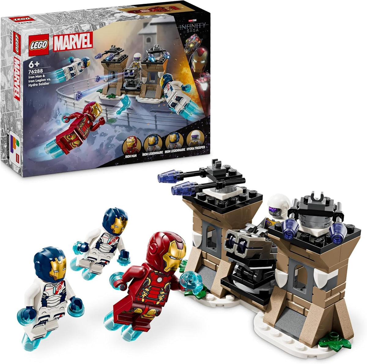 LEGO Marvel Iron Man et Iron Legion contre. Hydra Soldier, jouet de construction Avengers, ensemble de jeu créatif pour enfants et fans de super-héros, cadeau pour garçons et filles de 6 ans 76288 Ensembles de construction Besuche den LEGO-Store Default Title