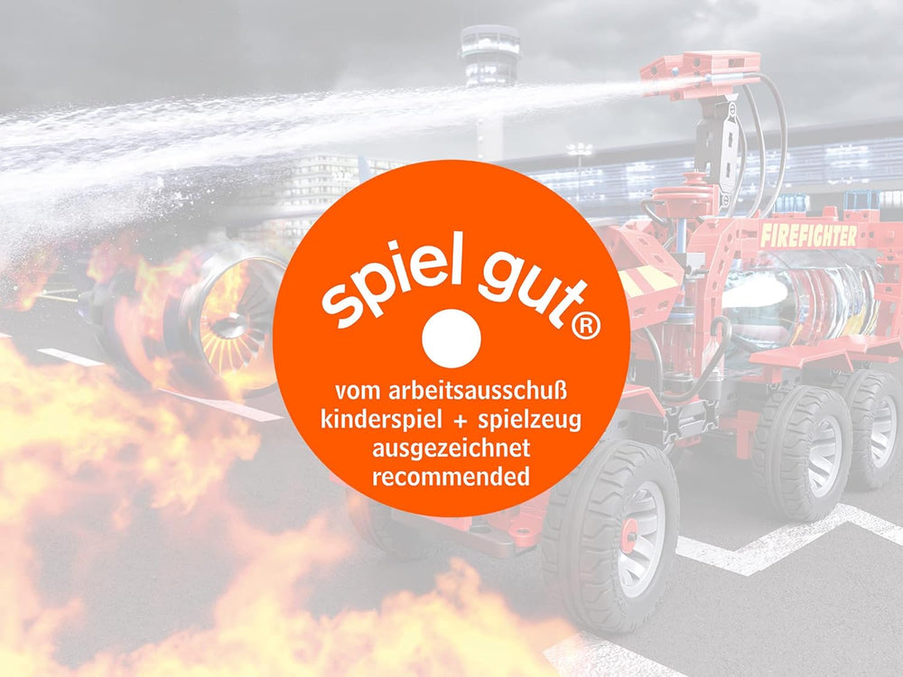 fischertechnik 564069 Advanced Firefighter – Bausatz für Kinder ab 7 Jahre, Experimentierbaukasten mit Feuerwehrauto & Spritzfunktion, favorise la compréhension technique, Schwarz, Mittel