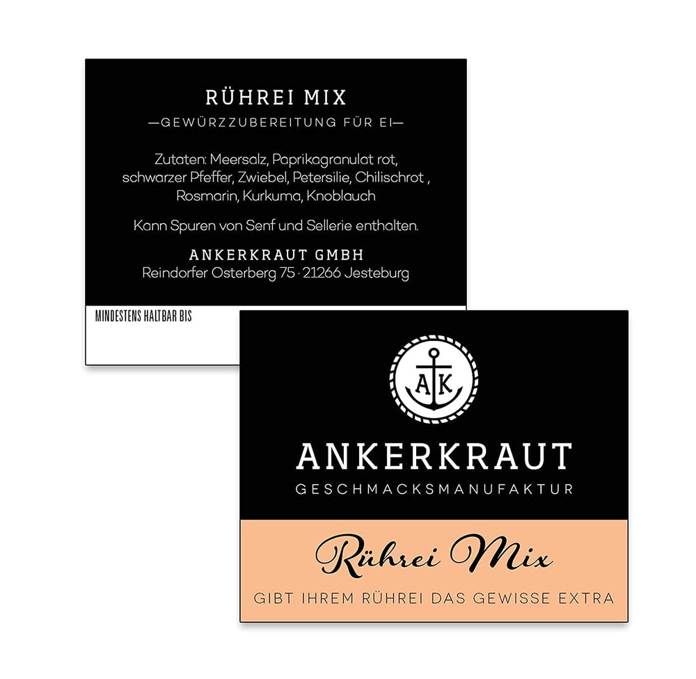 Ankerkraut Rührei Gewürz, für Omelette und Rührei, auch für Veganer und Vegetarier, zuckerfrei, 80 g im Korkenglas