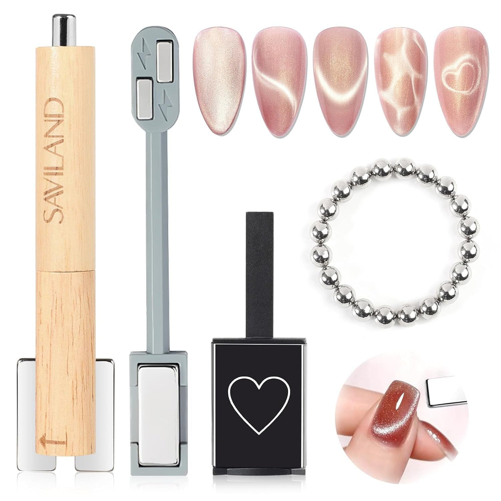 SAVILAND 4X Aimant œil de chat haut de gamme pour les yeux : Aimant 3 en 1 pour les yeux en perles rondes en néodyme N35 Aimant ultra puissant pour les yeux de chat Präzise 3S Formung Cat Eye Gel Aimant pour les yeux de chat