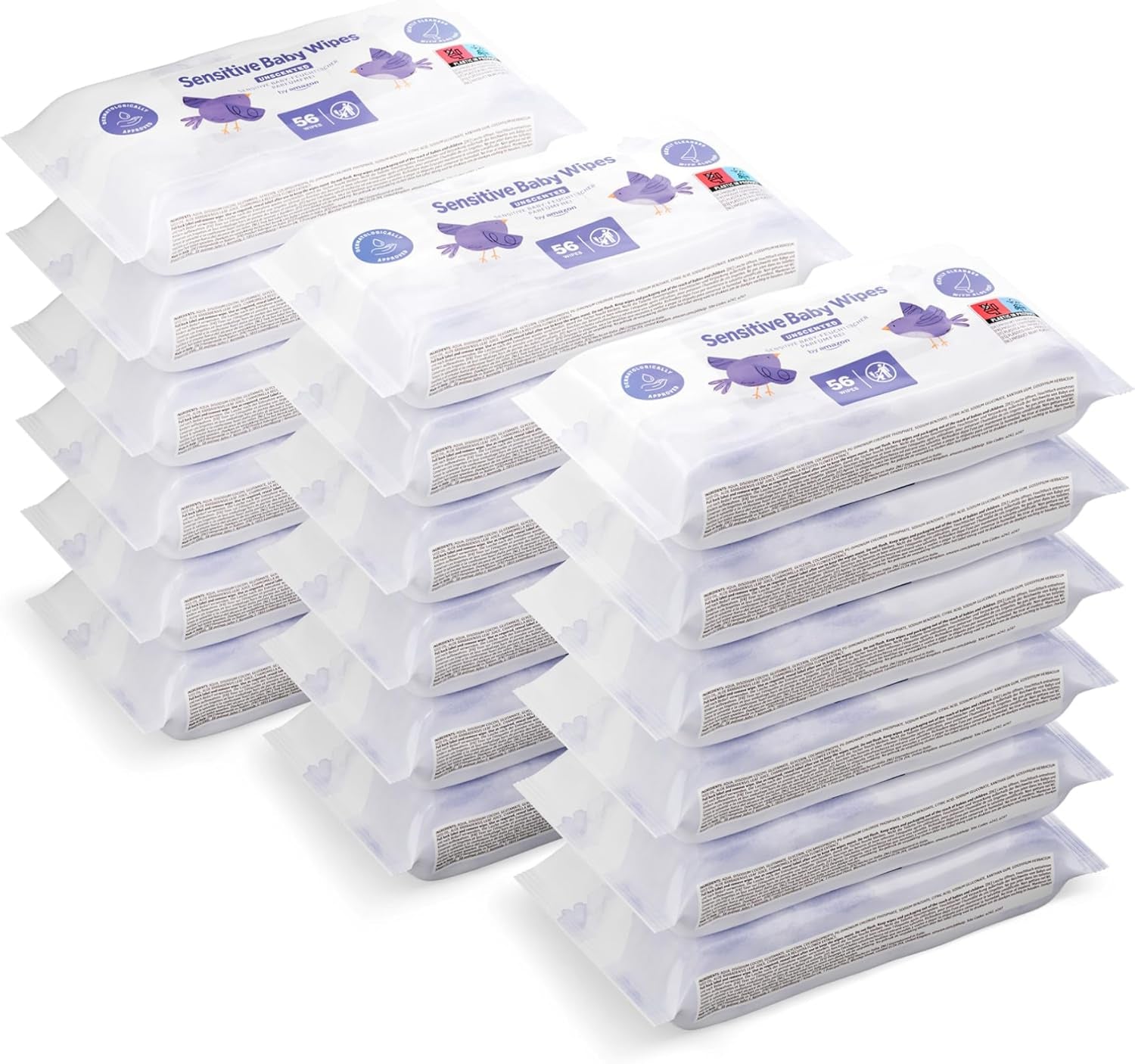 Amazon Sensitive Baby Wipes 1008, non parfumées, 18 paquets de 56 (anciennement marque Mama Bear, produit identique)